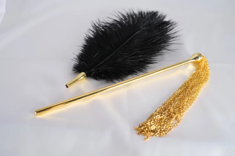 'Tickle Me'- Ostrich Feather and Gold chain link Tickler