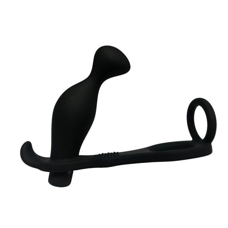 The Headliner – Premium Textured Prostate Massager with Double Cock Ring & Tail – 10-Speed Dual Stimulation for Men