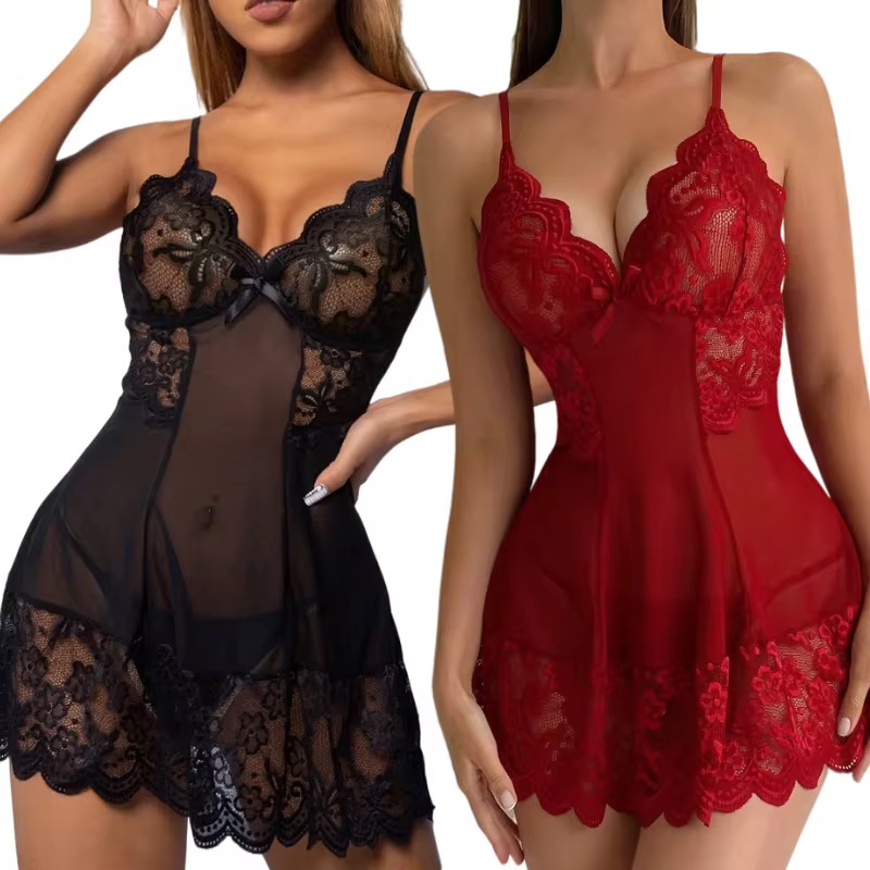 The Annabelle Lace Nightdress and Thong Set – Elegant, Sexy Lingerie, | One Size Fits Small to 2XL